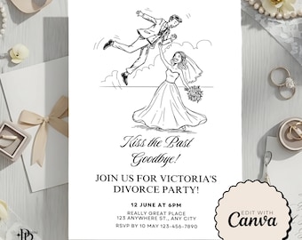 Divorce Party Invite - Canva Editable & Printable Invite Template for Fun Divorce Celebrations