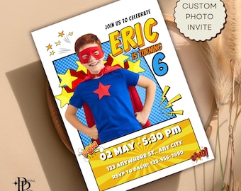 Comic Book Invitation, Super hero Invite, Superhero Boy Invitation, Superhero Theme Birthday Invite, Superhero Printable Party Invite