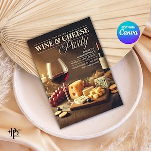 Cheese and Wine Invite - Wine Tasting Party Invitation, Wine & Cheese Night Invitation, Perfect Winery Event Invite, Printable Party Invite