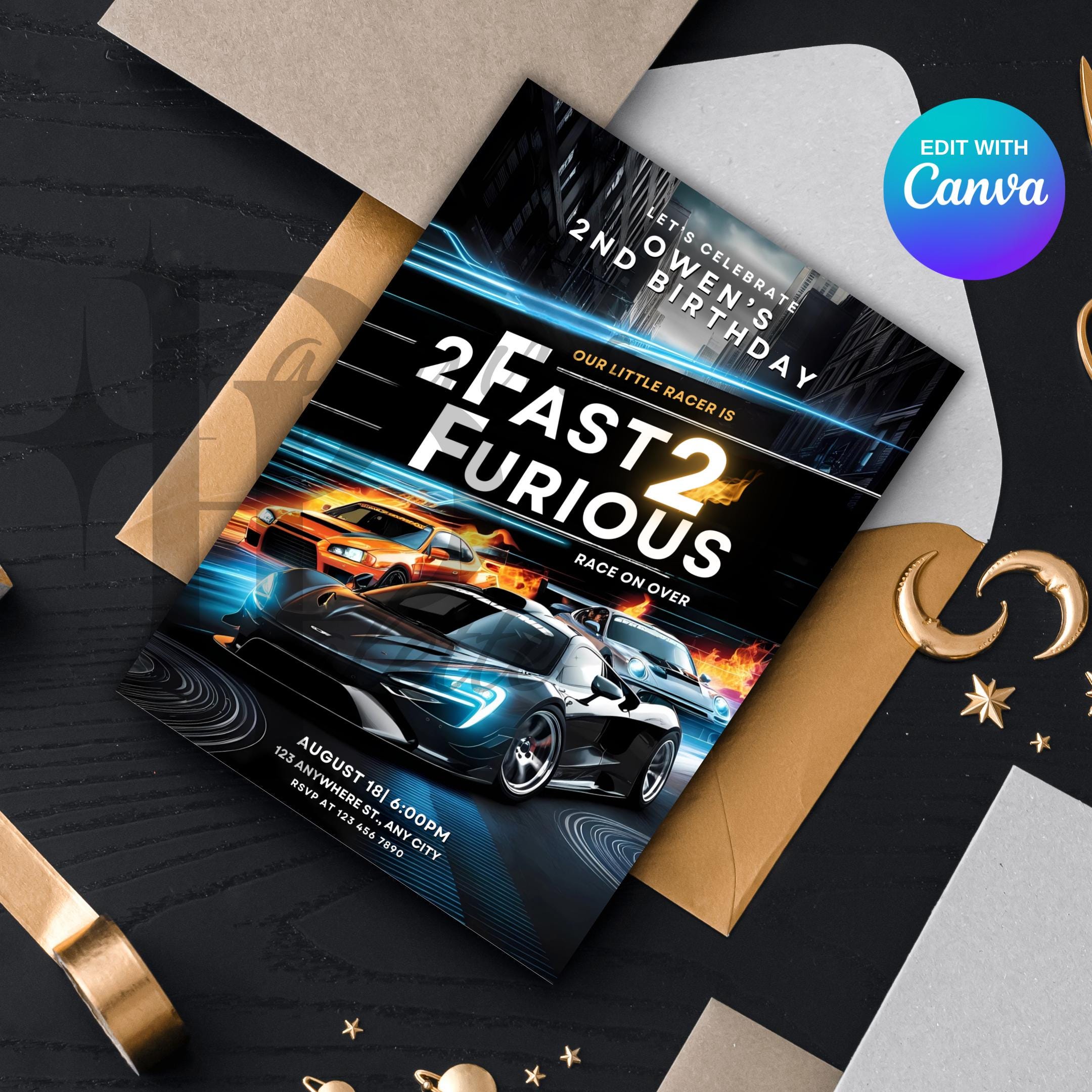 2 Fast 2 Furious Birthday Invitation Two Fast Two Furious Birthday