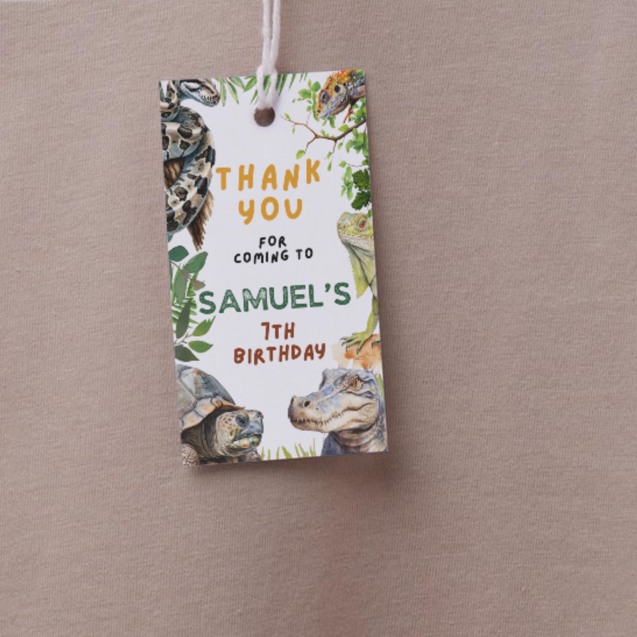 Lizard Thanks Reptile Birthday Thank You Tag, Lizard Thank You, Snake Thank You Tag ...