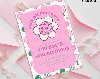 Pickleball einladen, Pickleball Themen einladen, Pickleball Geburtstag einladen, Pickleball Ereignisse einladen, Pickle Ball einladen druckbare Party einladen