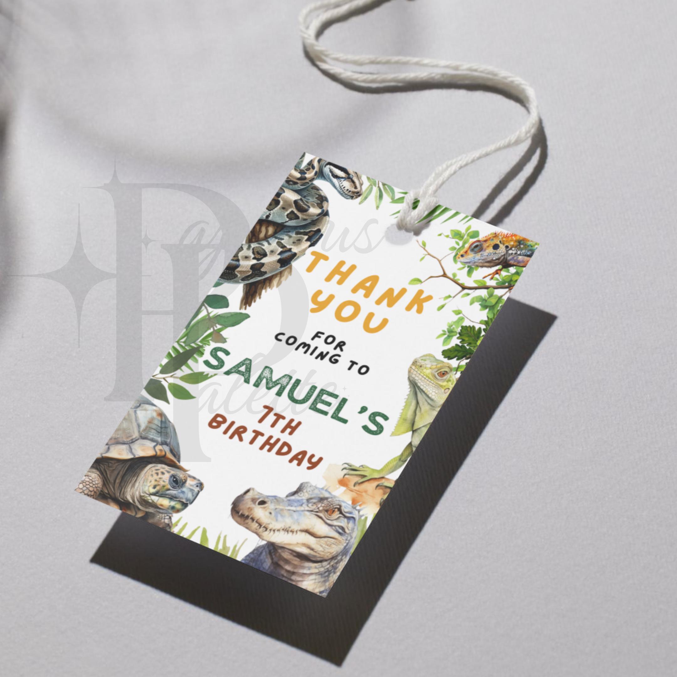 Lizard Thanks Reptile Birthday Thank You Tag, Lizard Thank You, Snake Thank You Tag ...