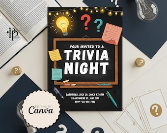 Trivia Night Invite, Quiz Night Invitation, Family Game Night, Quiz Night Flyer, Trivia Night Flyer Printable Party Invite