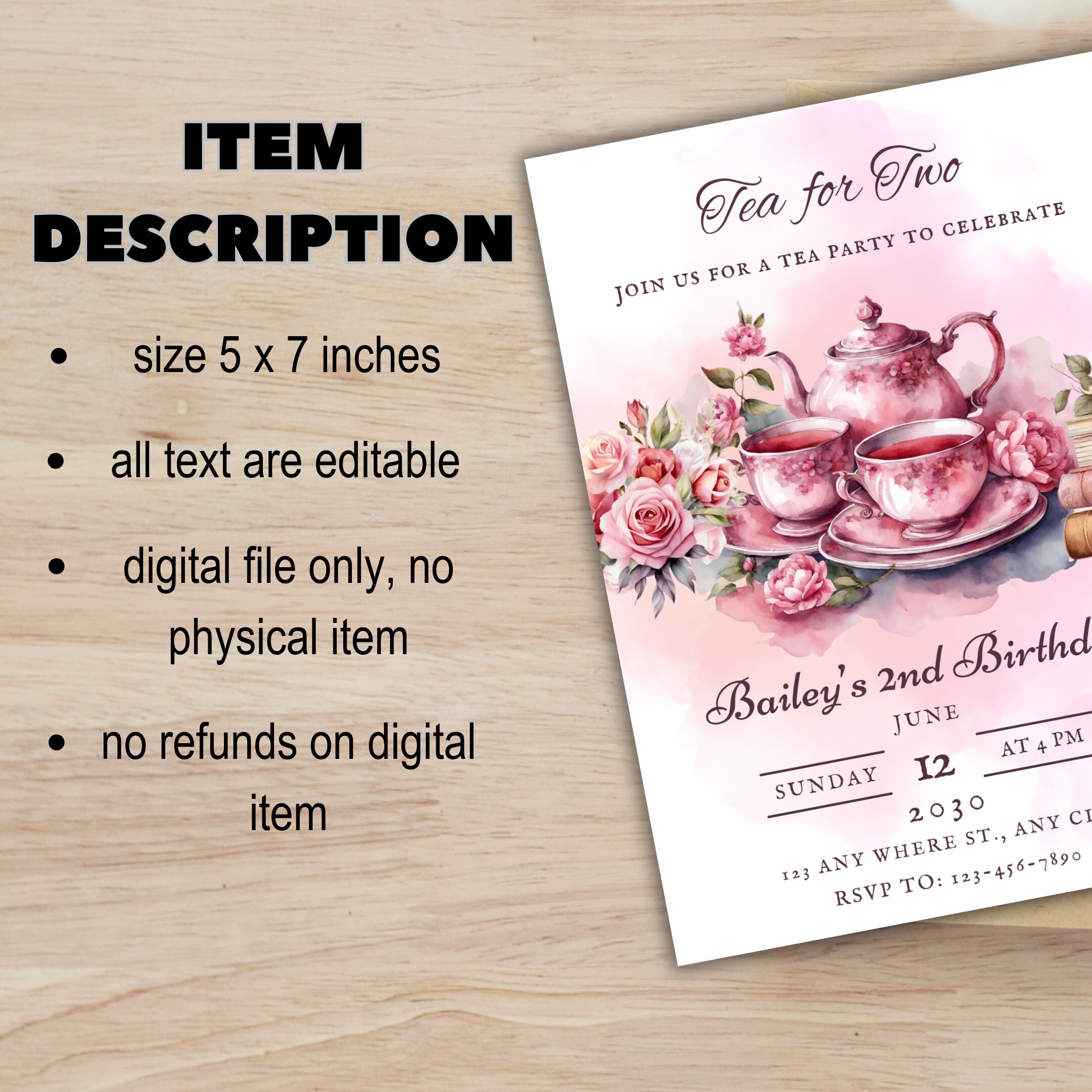 Afternoon Tea Invite, High Tea Invitation, Tea Party Birthday Inviter ...