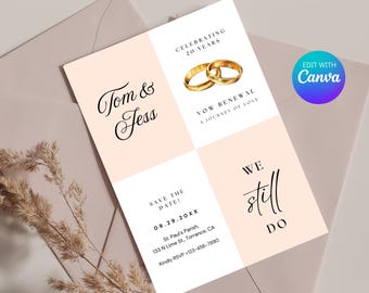 Invitación de renovación de votos: We Still Do Invite, invitación imprimible de renovación de votos de boda para celebraciones sencillas, invitación imprimible para fiesta
