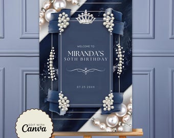Denim and Pearls Welcome Sign, Denim and Diamond Welcome Sign, Denim Welcome Sign, Denim Theme Party Welcome Sign