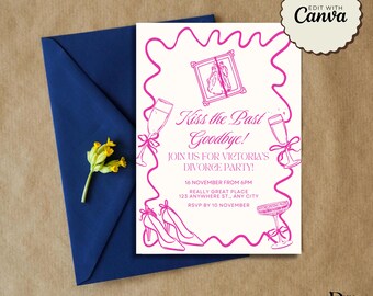 Divorce Party Invite - Canva Editable & Printable Invite Template for Fun Divorce Celebrations