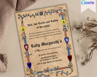 Medieval Invite, Medieval Party Invite, Medieval Invite, Medieval Renaissance Invitation, Digital Party Invite, Printable Party Invite
