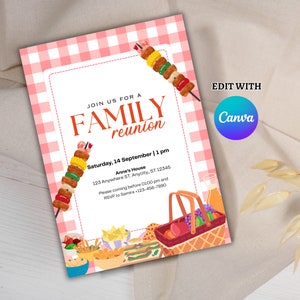 Invito al picnic familiare Riunione familiare Salva la data, Invito alla riunione familiare, Invito alla riunione dell'albero genealogico, Invito all'annuncio della riunione familiare