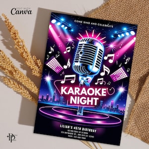 Convite para noite de karaokê, convite para karaokê, folheto para noite de karaokê, convite para aniversário de karaokê, convite para festa de aniversário de karaokê, convite para festa para impressão