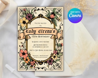 Medieval Birthday Invitation - Medieval Invite Personalized Medieval Printable Party Invitation Template Digital Download Medieval Wedding