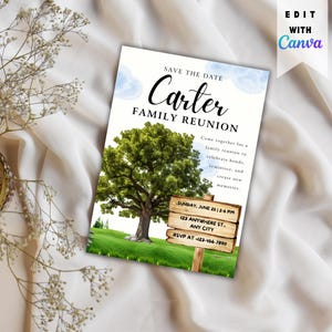 Salva la data della riunione di famiglia, invito alla riunione di famiglia, invito alla riunione dell'albero genealogico, invito all'annuncio della riunione di famiglia, invito alla festa stampabile