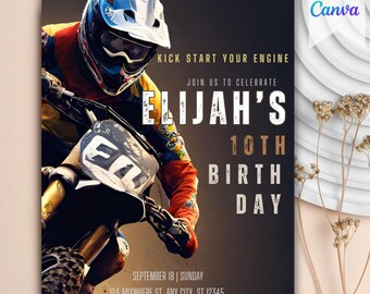 Motocross Invitation, Motorbike Invitation, Motorcycle Birthday Invitation, Motorcycle Invitation, Dirt Bike Printable Party Invitation