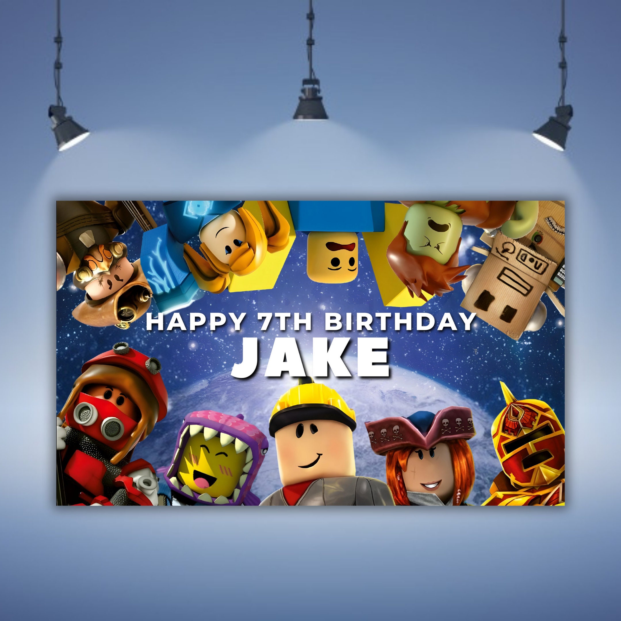 Birthday Banner Roblox Theme, Roblox Invite, Roblox Template, Canva ...