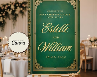Book Theme Wedding Welcome Sign: A New Chapter Begins