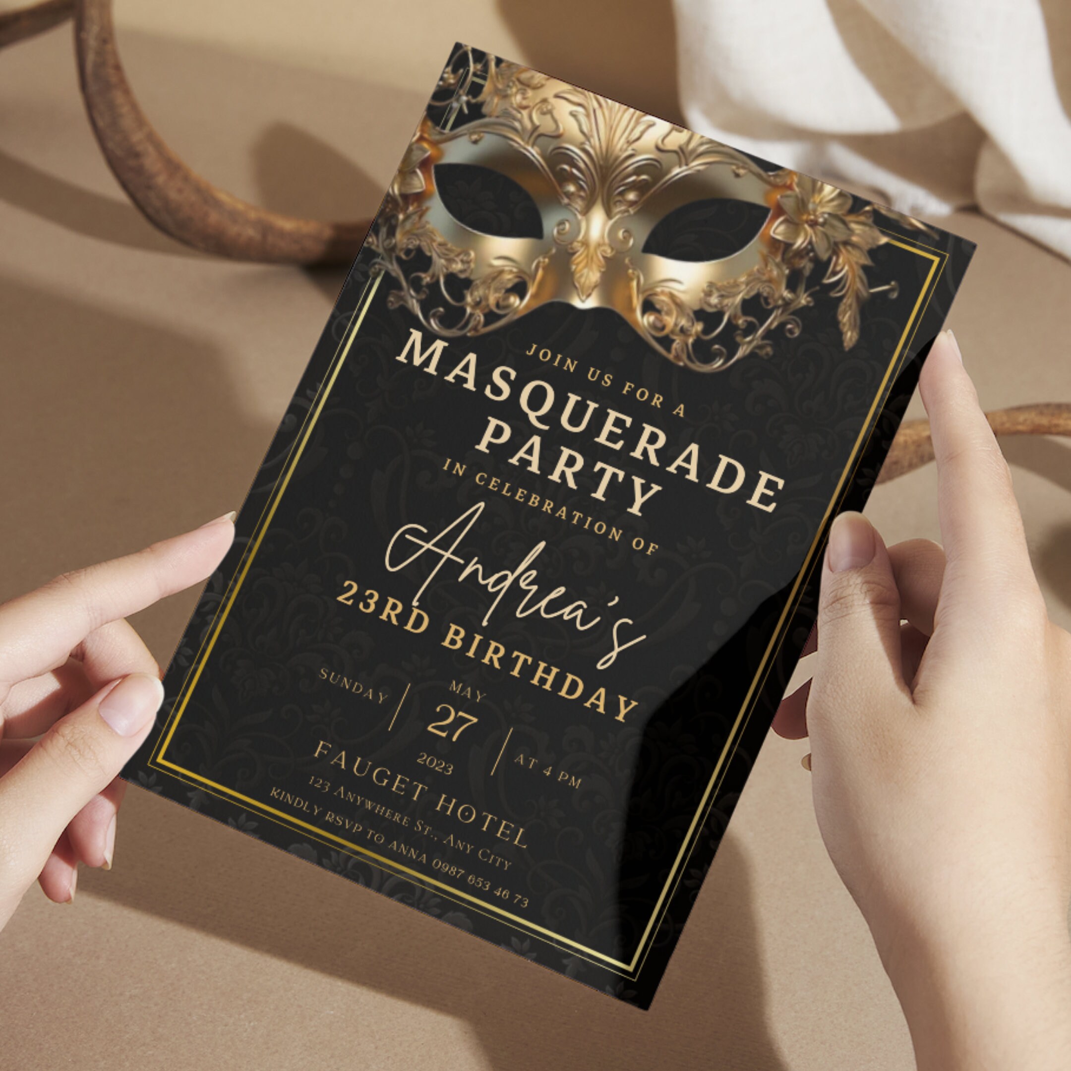 Masquerade Ball Editable Birthday Invitation Template, Printable ...