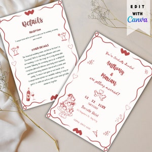 Handwritten Wedding Invitation, Wedding invite template Hand Written Save The Date scribble illustrated Invite funky colorful wedding invite