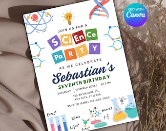 Science Party Invite, Science Birthday Party Invitation, Mad Scientist Invite, Scientist Invitation, Science Themed Birthday Invitation