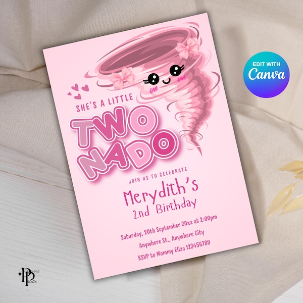 Twonado Birthday Invite | Tornado Invitation, Printable Party Invite for Kids' Fun Celebration