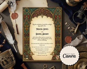 Medieval Wedding Invitation, Medieval Invite, Renaissance Wedding Invitation, Medieval Wedding Theme Invitation, Printable Wedding Invite