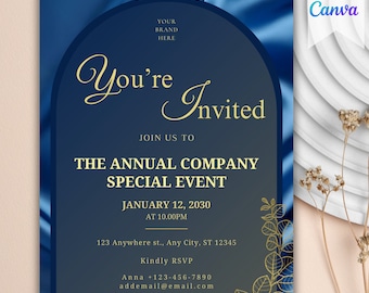 Company Anniversary Invitation, Invitation Template, Business Printable Party Invitations, Digital Party Invite Template, Corporate Invite