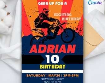 Dirt Bike Invite Motocross Invitation, Motorbike Invitation, Motorcycle Birthday Invitation, Motorcycle Invitation Printable Party Invite