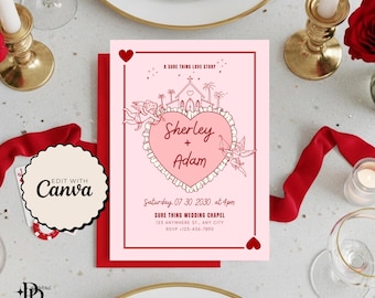 Las Vegas Save The Date, Las Vegas Wedding Invitation, Vegas Themed Wedding Invite, Sure Thing Chapel Vegas Wedding Invite, Vegas Elopement