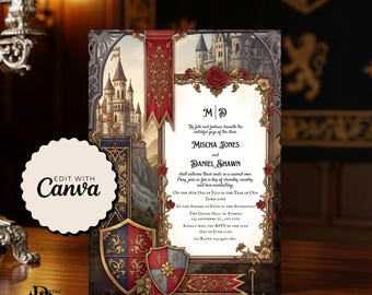 Medieval Wedding Invitation, Medieval Invite, Renaissance Wedding Invitation, Medieval Wedding Theme Invitation, Printable Wedding Invite