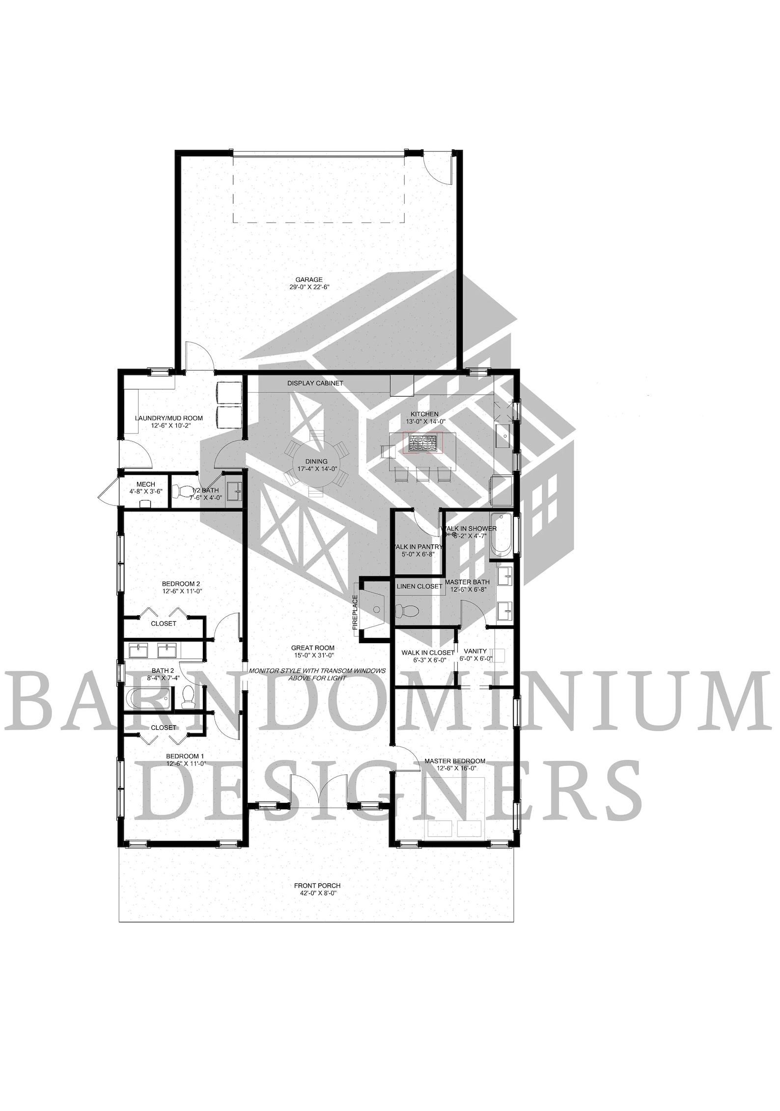 The Parkstone Plan 3 Bedroom Barndominium Floor Plan Etsy