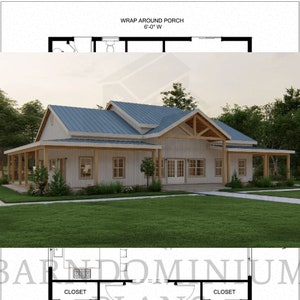 The Masefield Plan - 3 Bedroom Barndominium Floor Plan