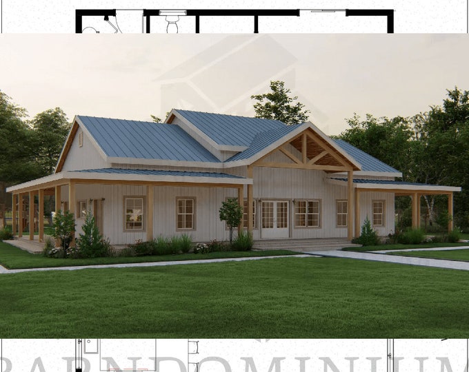 The Lancaster Plan - 5 Bedroom Barndominium Floor Plan - Etsy Australia