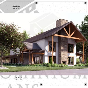 El plano Clairvale: plano de planta de barndominium de 3 habitaciones