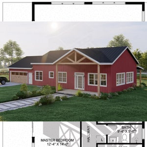 The Cranbrook Plan - 3 Bedroom Barndominium Floor Plan