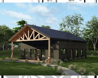 The Calmore Plan - 3 Bedroom Barndominium Floor Plan