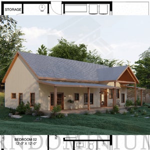 The Primrose Plan - 3 Bedroom Barndominium Floor Plan