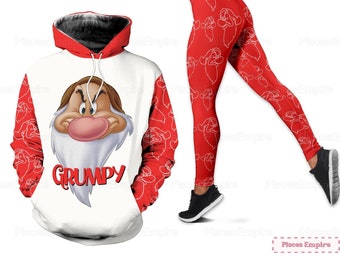 Disney Grumpy Hoodie, Disney Grumpy Leggings, Grumpy Dwarf 3D Hoodie, Grumpy Dwarf Women Hoodie, Grumpy Aesthetic Hoodie, Yoga Leggings