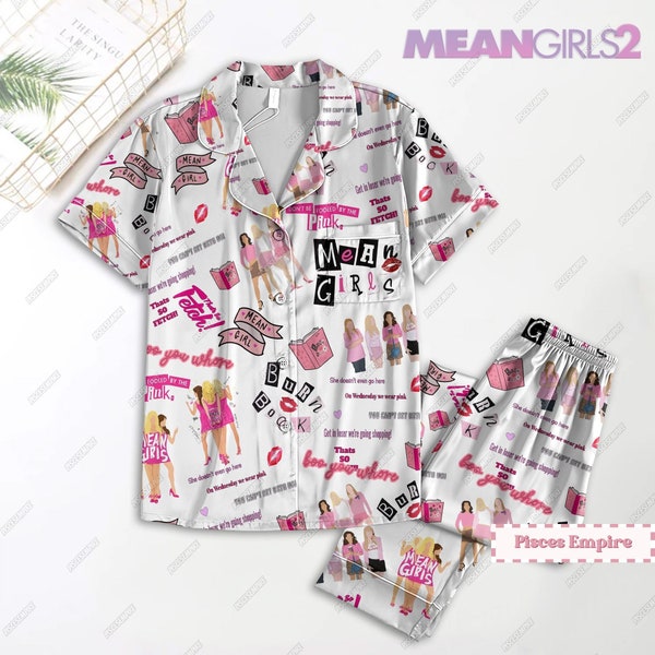 Mean Girls Pajamas Set, Mean Girls Holiday Pajamas, Burn Book Pajamas Pants, Mean Girls Women Pajamas, Mean Girls Family Pajamas
