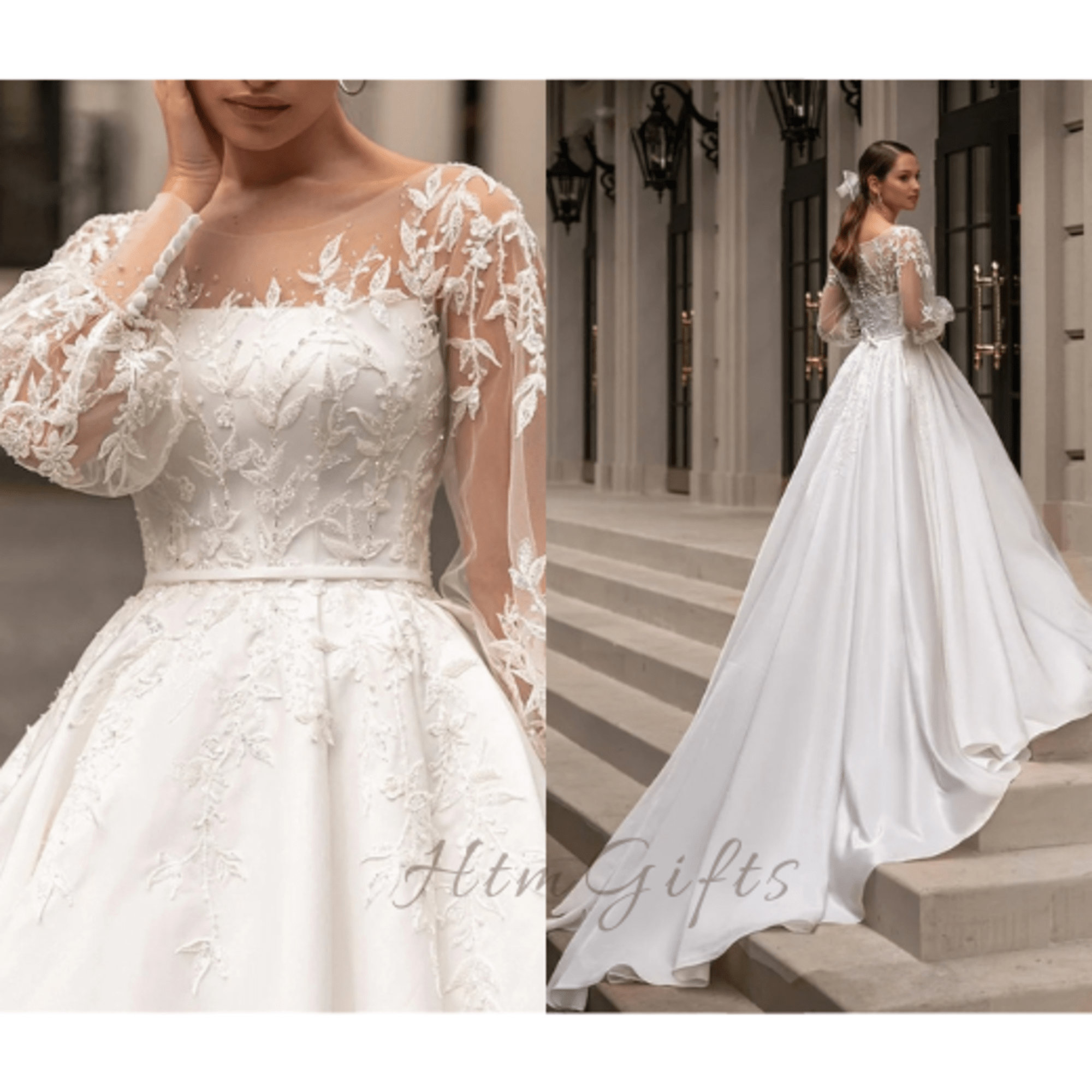 Lace top plain bottom wedding dress 2025