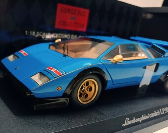 京商 1:18 Lamborghini Countach LP500S WW Lamborghini Countach LP500S Diecast Car 1/18 Scale KYOSHO Blue