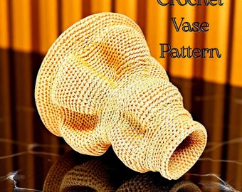Patroon gehaakte gouden vaas – handgemaakte bolvormige vaas – modern housewarmingcadeau – gebogen vaas pdf – uniek cadeau-idee