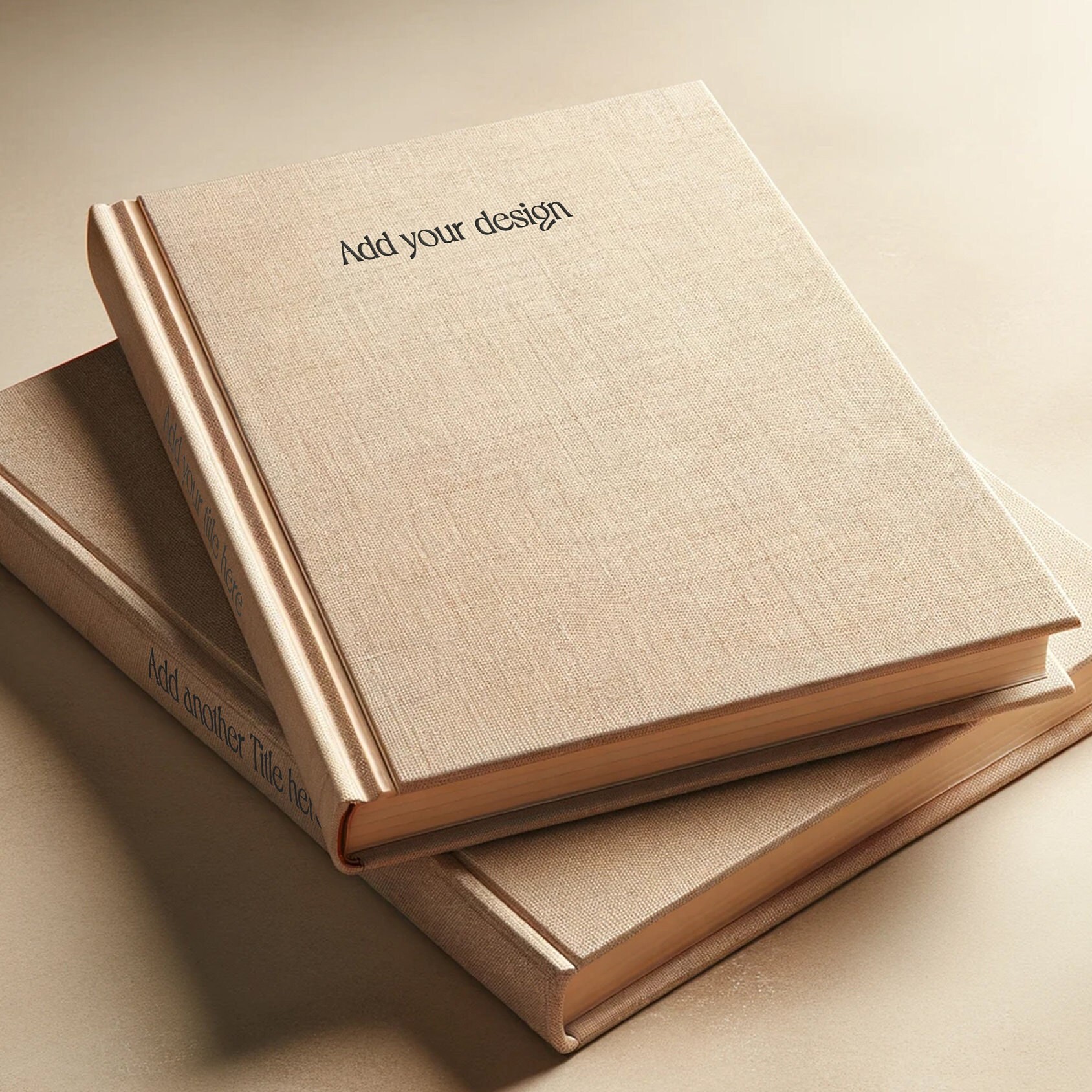 Minimalist Book Mockup Neutral Kraft Paper Hardcover Template Editable