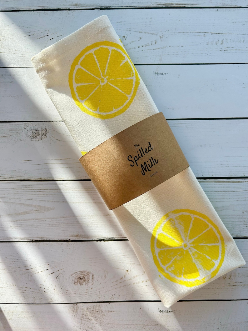 lemon print tea towel