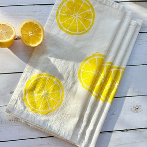 Lemon Hand Printed Tea Towel