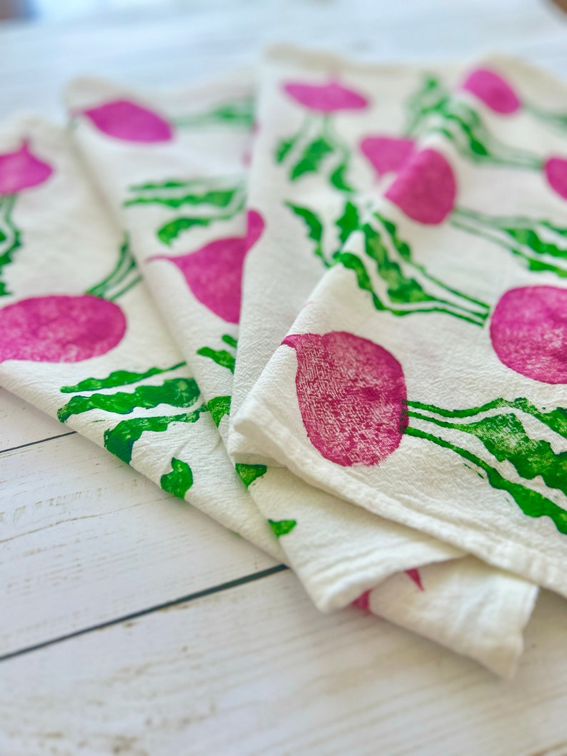 Hand Block Printed Cloth Napkins Set of 4 Beet Cloth Napkins, Beetroot, farmers market, Vegetables , printed napkins, Mother's Day image 9