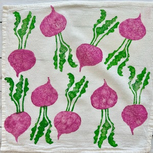 Hand Block Printed Cloth Napkins Set of 4 Beet Cloth Napkins, Beetroot, farmers market, Vegetables , printed napkins, Mother's Day image 6