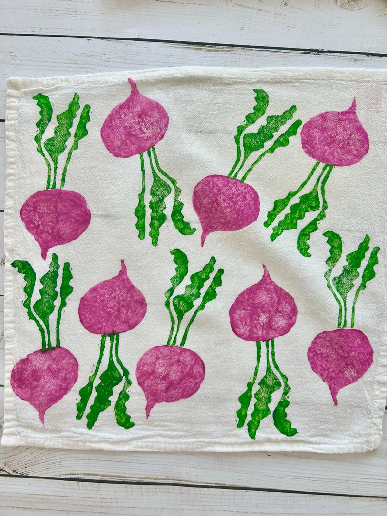 Hand Block Printed Cloth Napkins Set of 4 Beet Cloth Napkins, Beetroot, farmers market, Vegetables , printed napkins, Mother's Day image 6