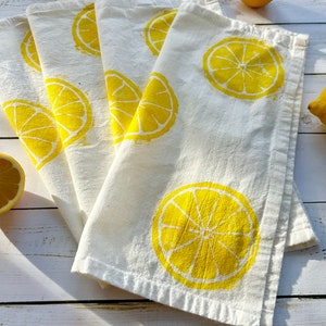 Hand Block Printed Cloth Napkins Set of 4 Lemon Print Napkins, Spring kitchen, Hostess gifts, Block printed towel, Gifts under 25,Easter image 10