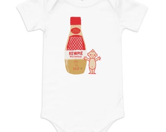 Asian Food Theme Baby Bodysuit- Kewpie Mayo, Asian baby gift, asian food graphic tee, graphic baby romper, hand illustrated tee, foodie baby