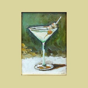 Dirty Martini Original Ölgemälde, handgemalte Cocktail Art Bar Warenkorb Wanddekor Bild 9